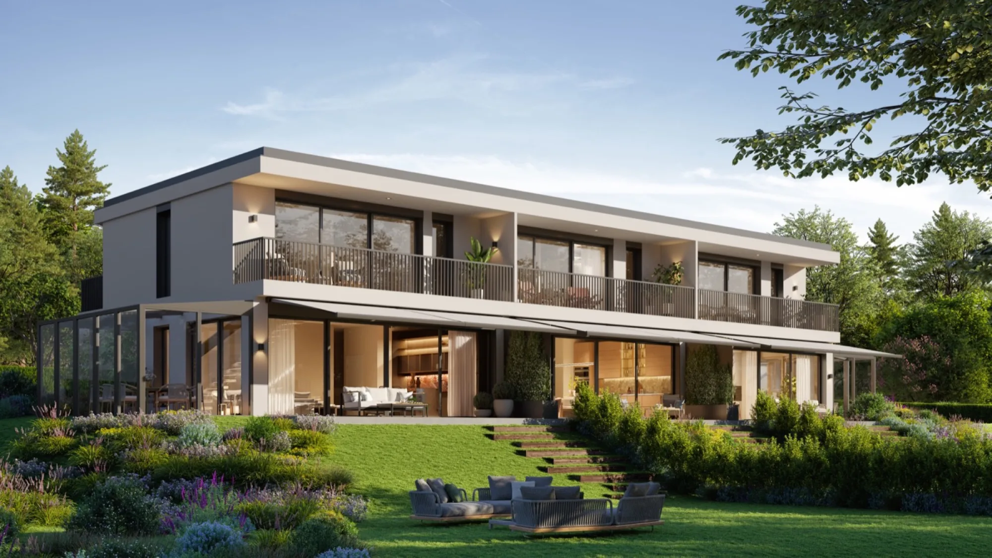 Villa A · extérieur côté jardin
