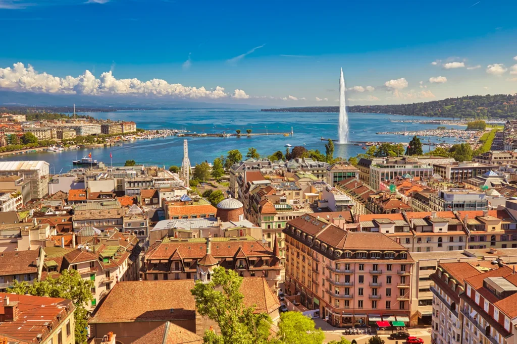 Le centre-ville de Genève, où siège le Registre foncier du canton