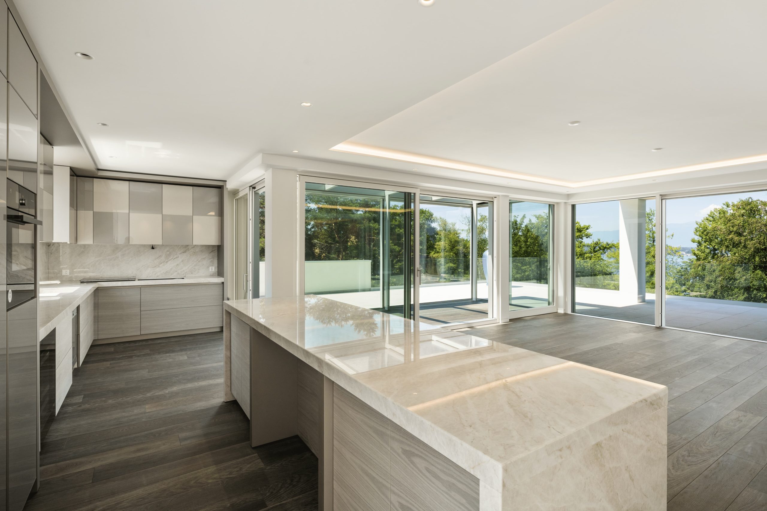 Appartement attique exceptionnel à Vésenaz, terrasses panoramiques, 4 chambres, haute performance énergétique, NYA architecte