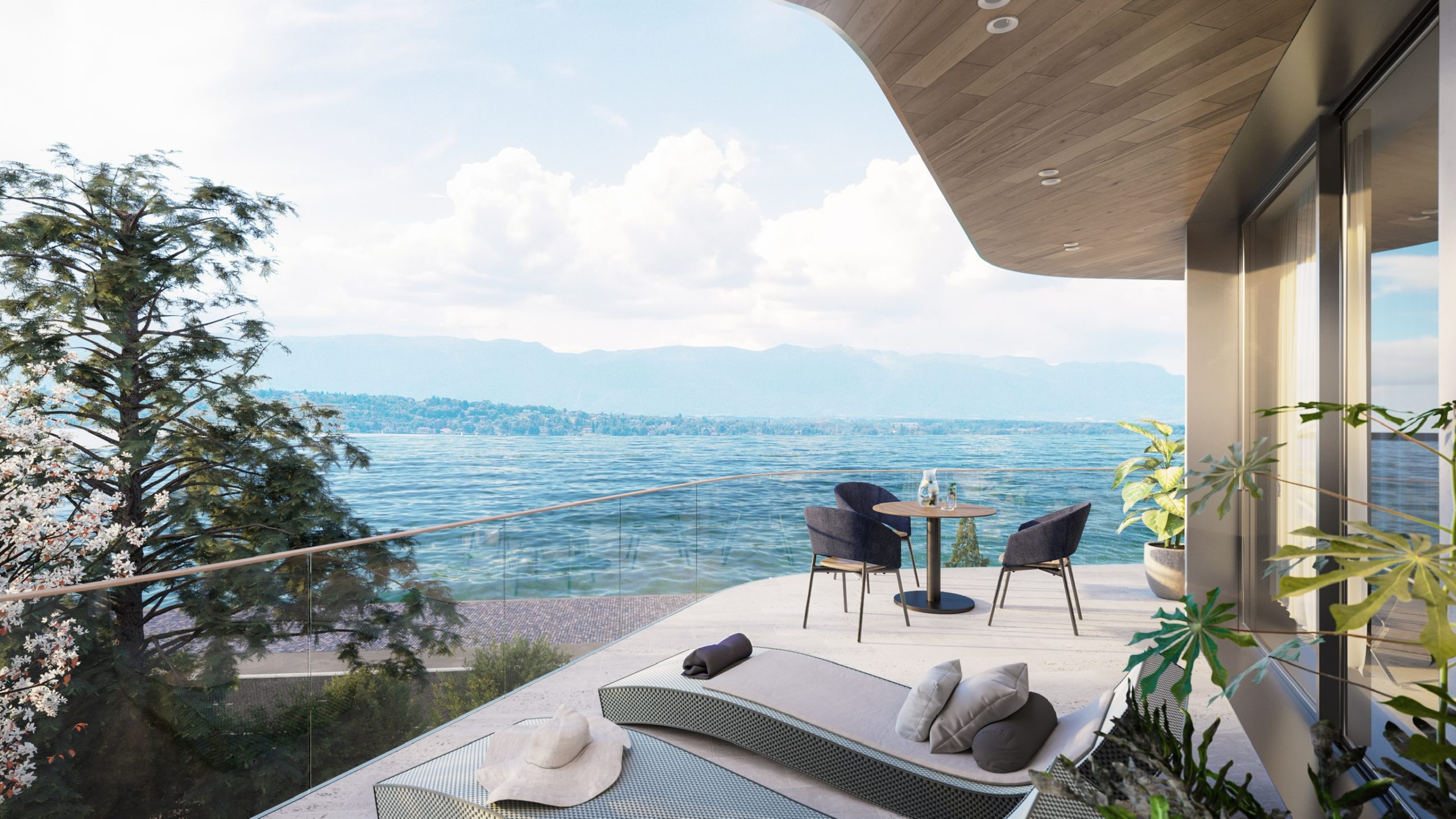 Villa Nautilus Cologny, projet architectural NYA, 500m2, spa, piscine intérieure miroir, vue imprenable sur le lac